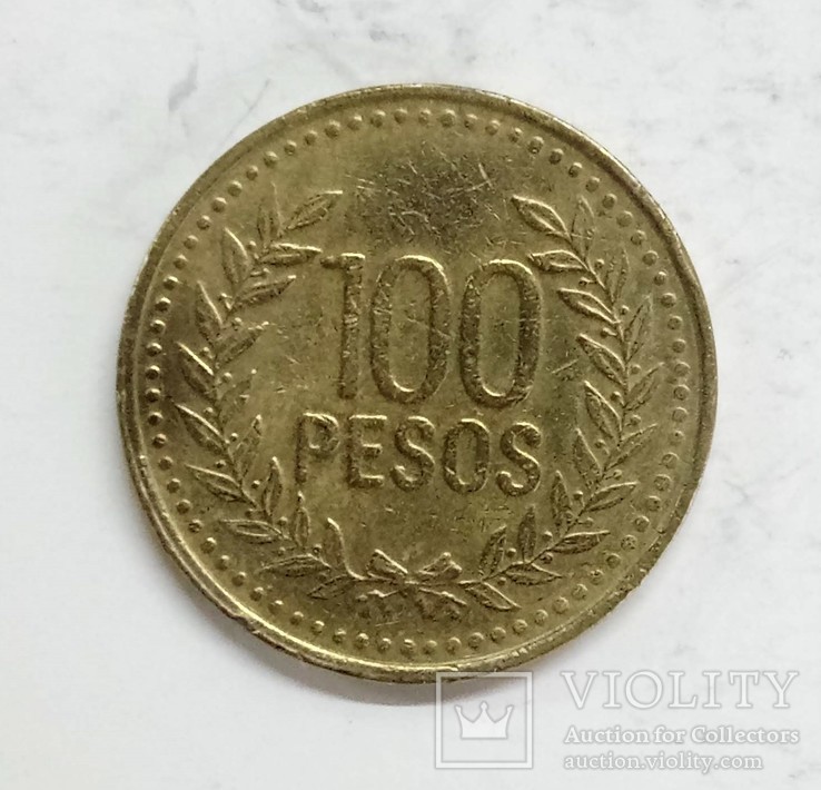 Колумбия 100 песо 1995, фото №2
