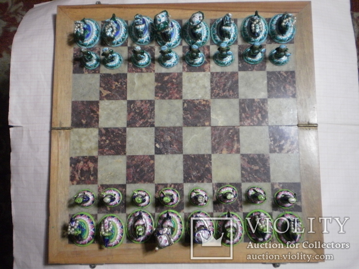 Серебряные шахматы с эмалями, фото №2
