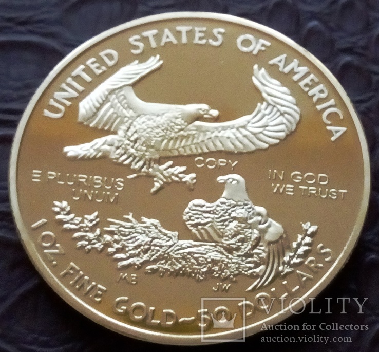 50 доларів 2016 року США. не магнітна копія (позолота 9999), фото №2