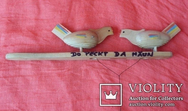 Винтажная деревянная игрушка ручной работы "Куры зерно клюют" Чехословакия, фото №8