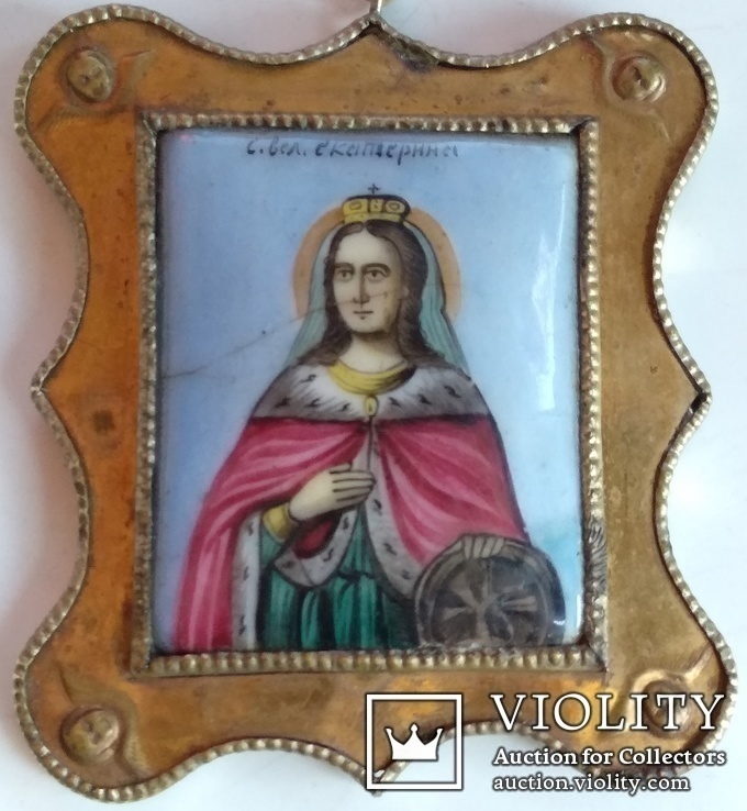 Иконка Св. Великой Екатерины( Финифть)., фото №5