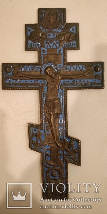Большой крест с молитвой, в эмалях