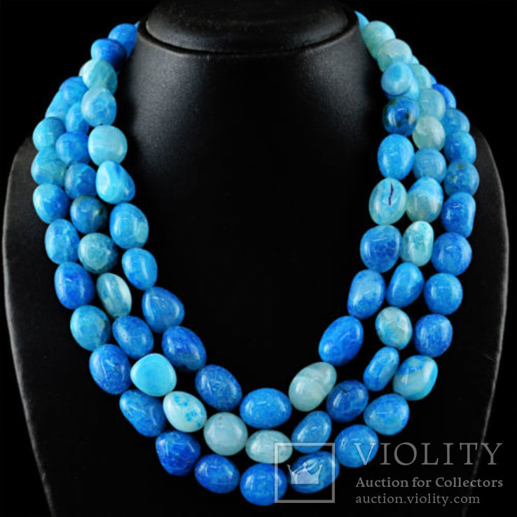 Ожерелье из натурального голубого оникса 1600 карат, фото №2