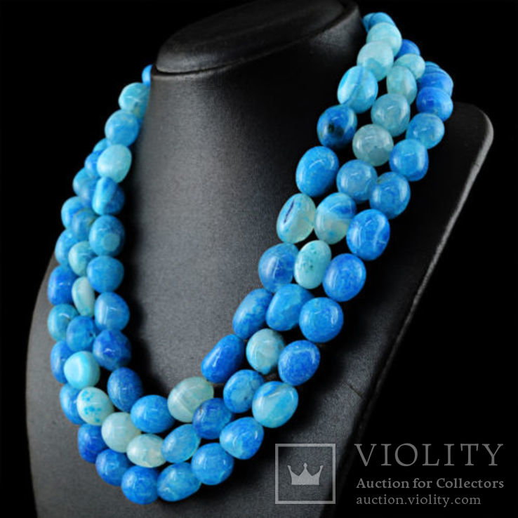 Ожерелье из натурального голубого оникса 1600 карат, фото №3