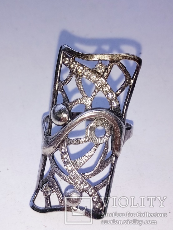Кольцо  Серебро с камнями,18 размер, 925 пробы с трезубцем, 5,8 г, фото №2