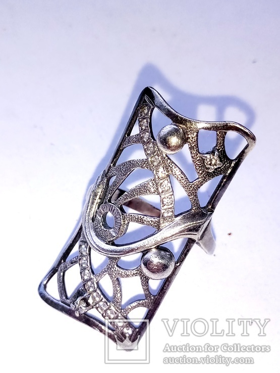 Кольцо  Серебро с камнями,18 размер, 925 пробы с трезубцем, 5,8 г, фото №3