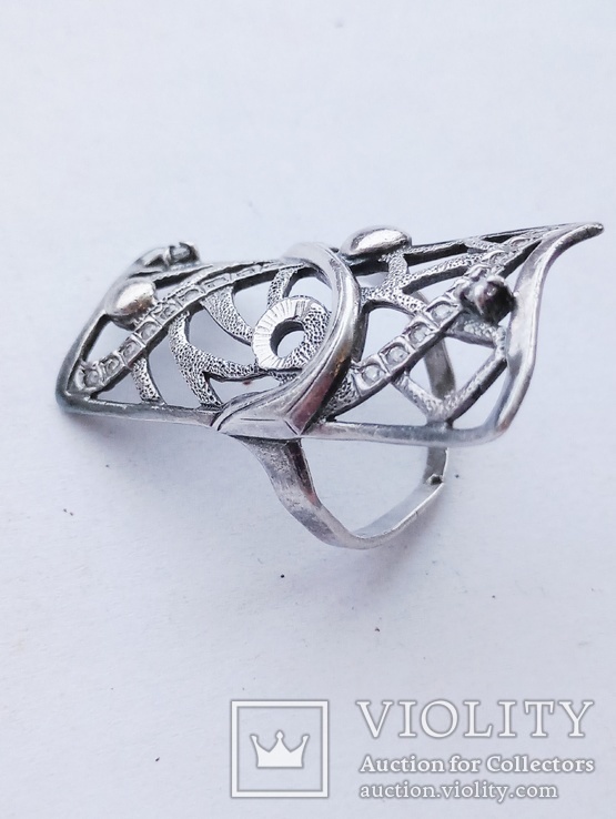 Кольцо  Серебро с камнями,18 размер, 925 пробы с трезубцем, 5,8 г, фото №6