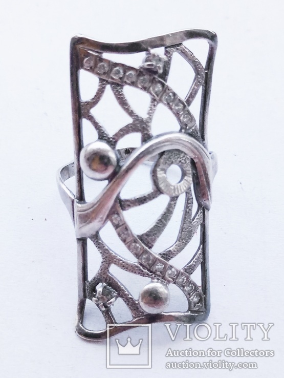 Кольцо  Серебро с камнями,18 размер, 925 пробы с трезубцем, 5,8 г, фото №8