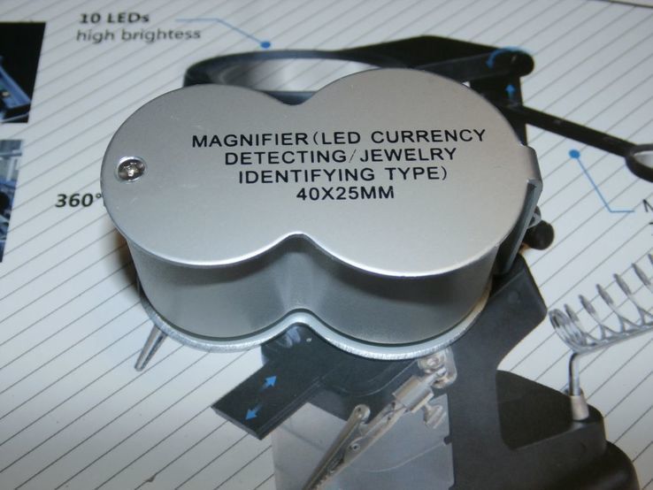 Лупа Magnifier 9888 40x кратное увеличение с LED и ультрафиолетовой подсветкой., фото №5