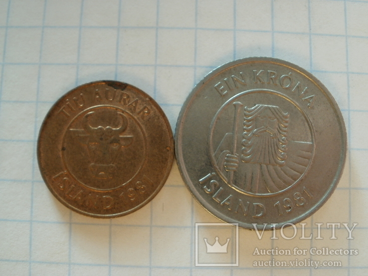 2 монеты Исландии 1981 г., фото №3