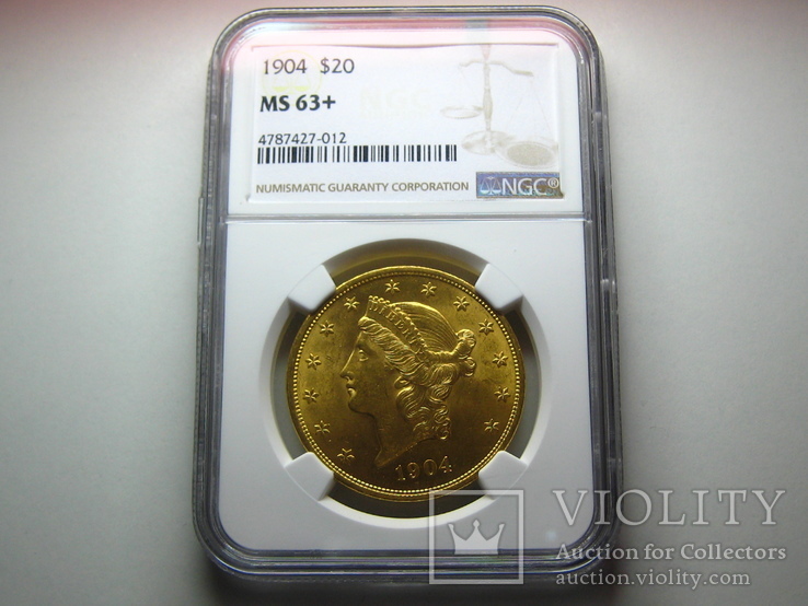 США 20 долларов 1904 г. NGC MS63+, фото №2