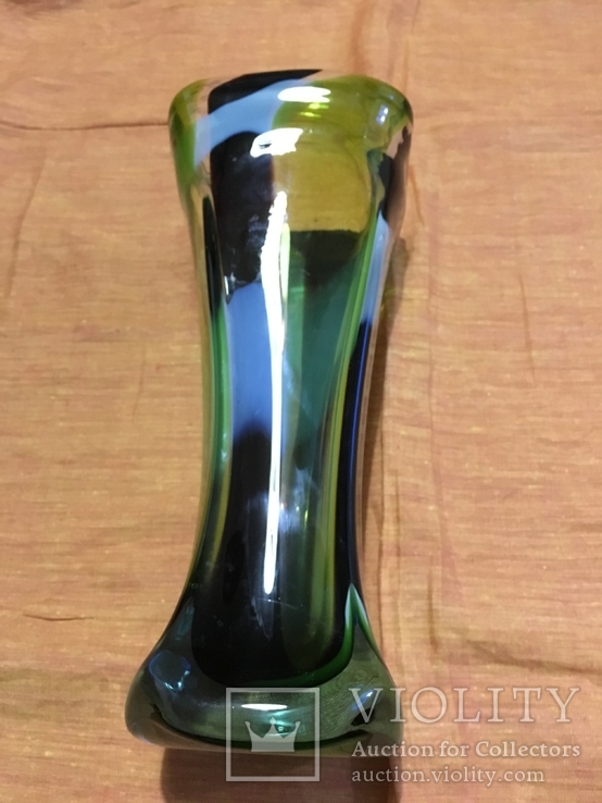 Чеська ваза з кольорового скла 1, фото №4