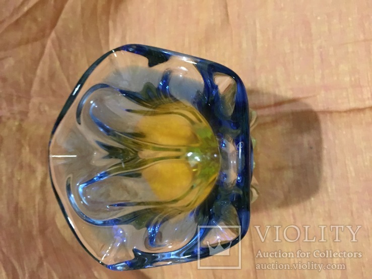 Чеська ваза з кольорового скла 2, фото №4
