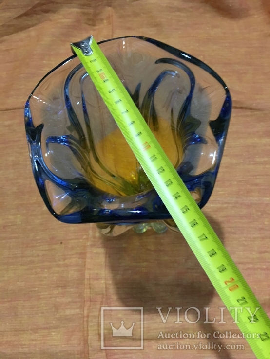 Чеська ваза з кольорового скла 2, фото №8