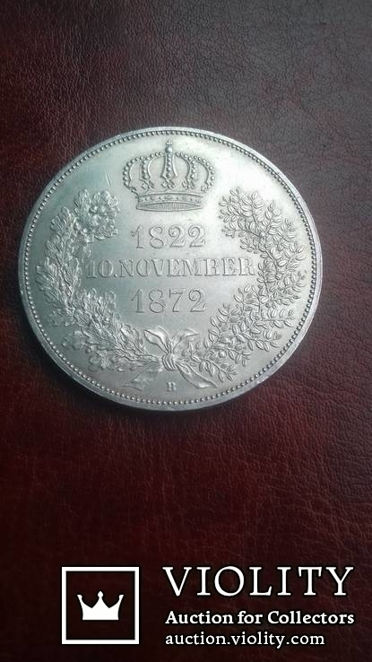 2 талера 1872 р. Саксонія. Золоте весілля короля Йоганна та Амалії., фото №9