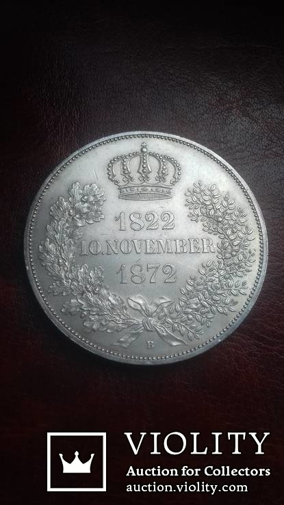 2 талера 1872 р. Саксонія. Золоте весілля короля Йоганна та Амалії., фото №13