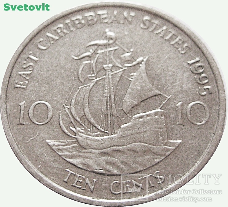 11.Восточные Карибы 10 центов, 1995 год