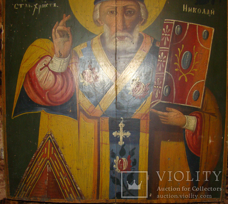 Большая икона Николай Чудотворец (52 на 40 см), фото №5