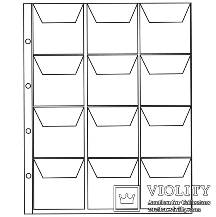 Лист в альбом 1 шт на 12 ячеек размером 58х60 мм с клапанами., фото №2