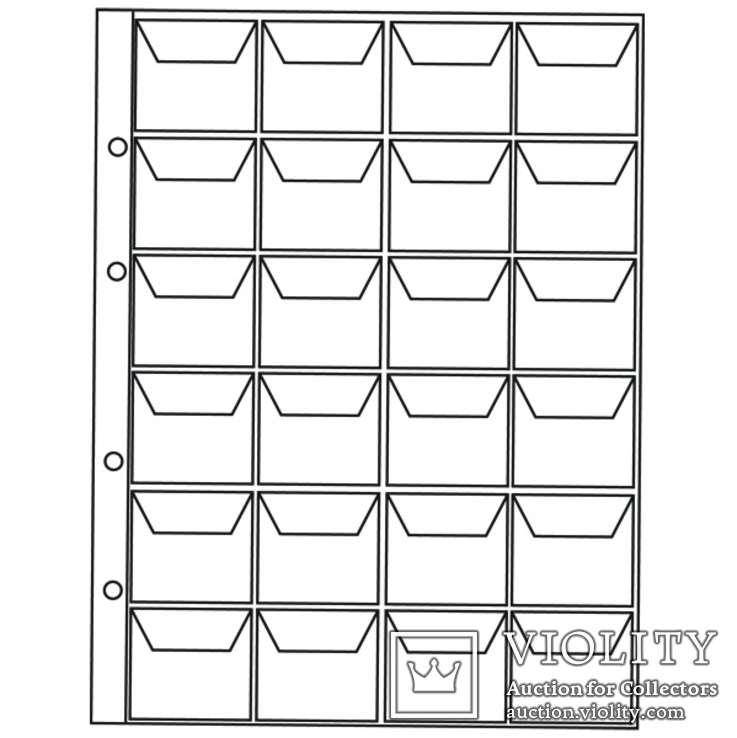 Лист в альбом 1 шт на 24 ячейки размером 44х40 мм с клапанами., фото №2