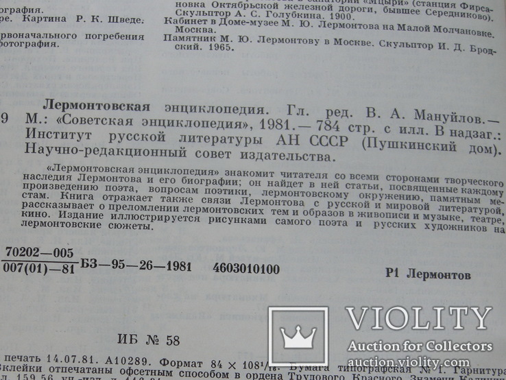 Лермонтовская энциклопедия 1981г., фото №4