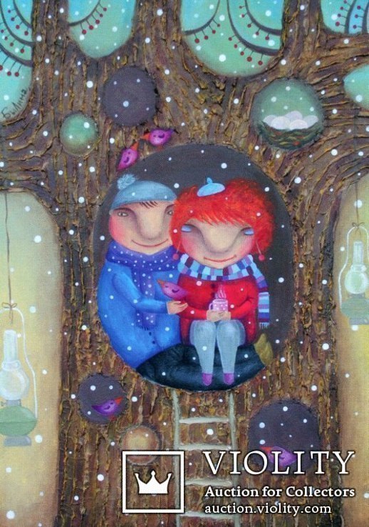 Набор открыток зимние Новый год гномы красные шапочки и колпаки, фото №4