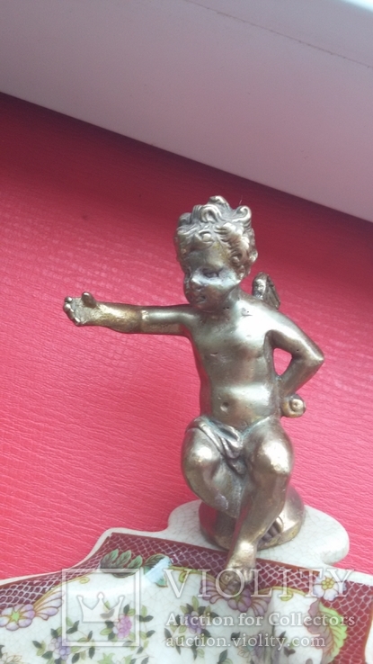 Икорница, конфетница с бронзовым ангелом., фото №5