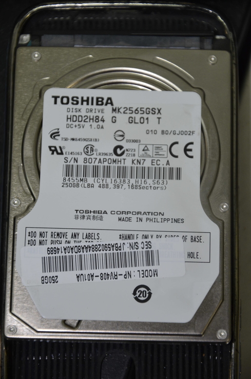 Жесткий диск Toshiba 250GB 8MB MK2565GSX 2.5, фото №2
