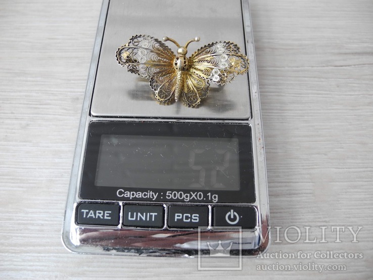 Брош бабочка серебро 800пр, фото №8