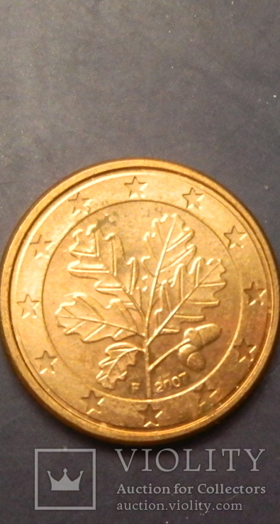 1 євроцент Німеччина 2007 F, фото №2