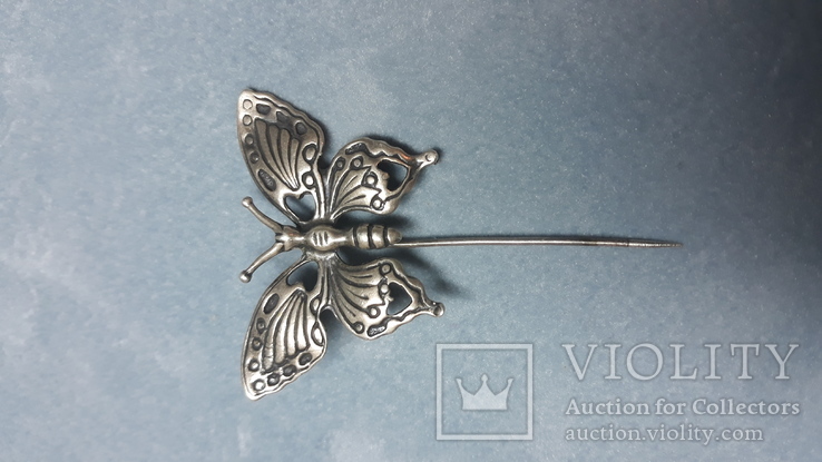 Серебряная брошь ,шпилька бабочка, фото №5