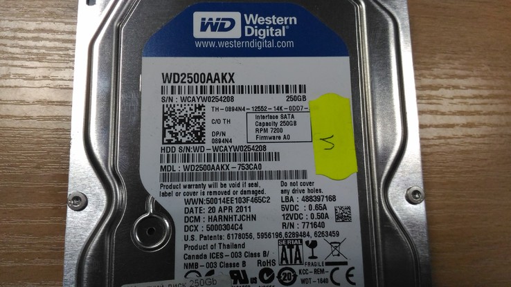 Жесткий диск  Western Digital 250Gb SATA, фото №5