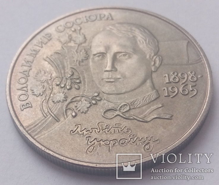 2 гривні 1998 В.Сосюра d=33мм R, фото №3