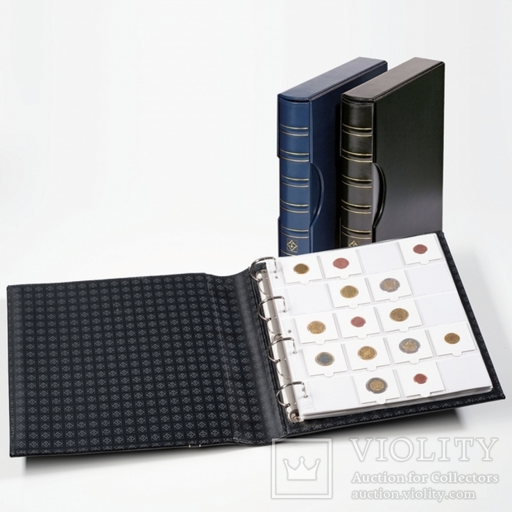 343349 Альбом Leuchtturm, GRANDE для монет в холдерах на 200 монет, с футляром, черный