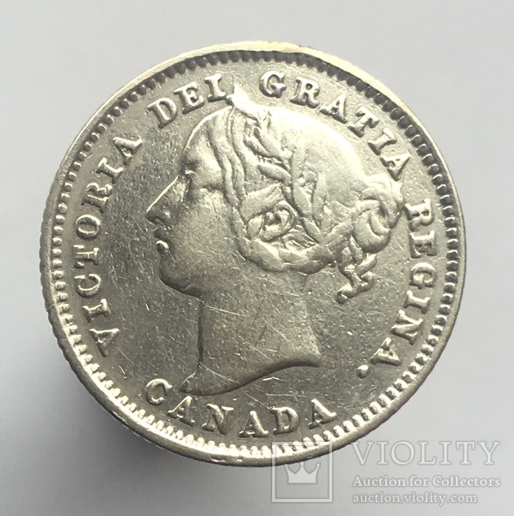 Канада 10 центов (центів) 1885 г. Редкий год., фото №2