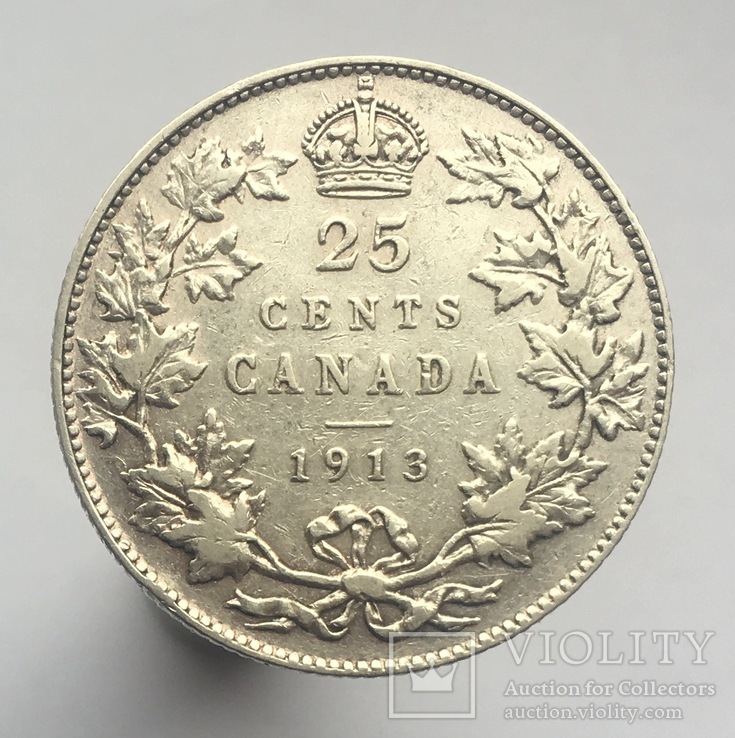 Канада 25 центов (центів) 1913 г., фото №2
