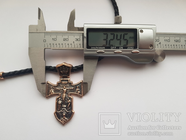 Золотой Акимовский крест на кожаном шнурке 49.66 гр 585 проба, фото №9