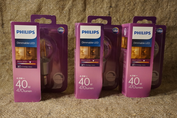 Светодиодная диммируемая лампочка  Philips Dimmable LED 4.5W 3 шт, photo number 2