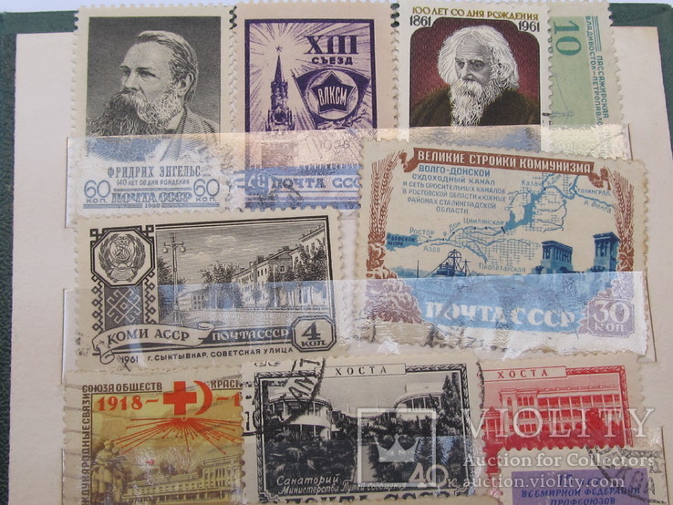 Лот марок СРСР та інших країн 75 шт. в кляйсері, чисті та гашені, окремі з наклейками, фото №6