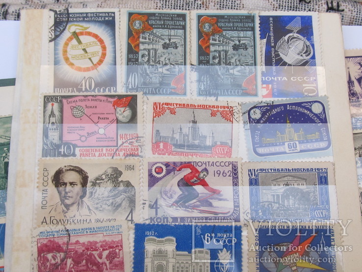 Лот марок СРСР та інших країн 75 шт. в кляйсері, чисті та гашені, окремі з наклейками, фото №9