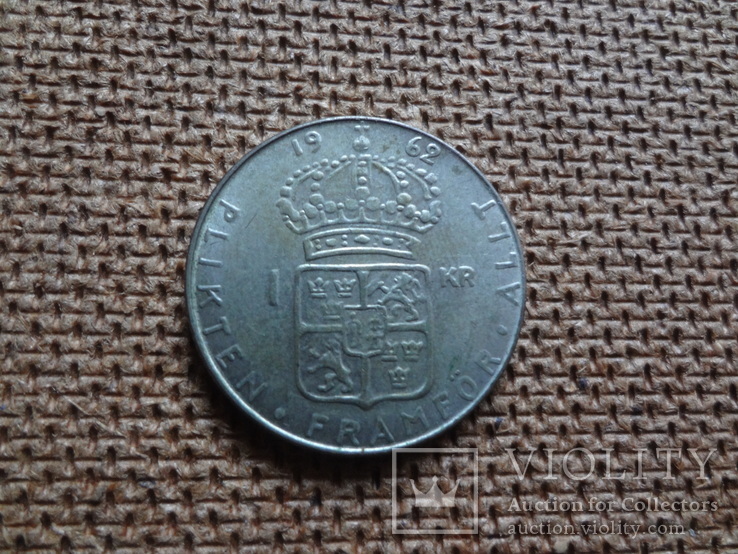 1 крона 1962 Швеция серебро  (Б.2.4)~, фото №2