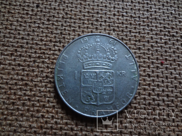 1 крона 1961  Швеция серебро  (Б.2.7)~, фото №2