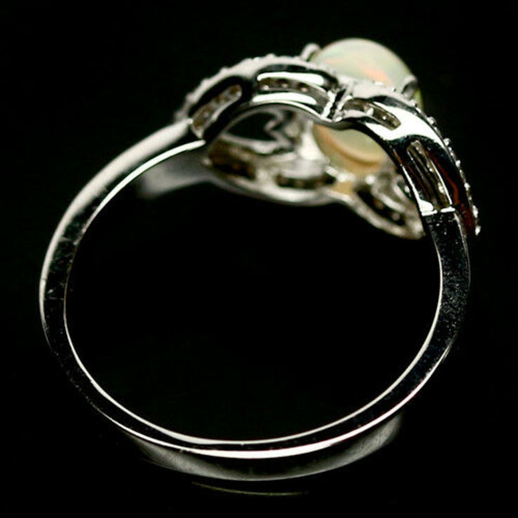 Кольцо серебряное 925 натуральный огненный опал, цирконий., фото №4