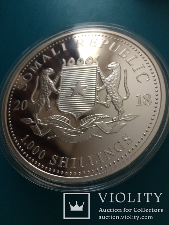 Монета сереброСлоны Сомали 1000 шиллингов 10 унций 999,9 серебро, фото №5