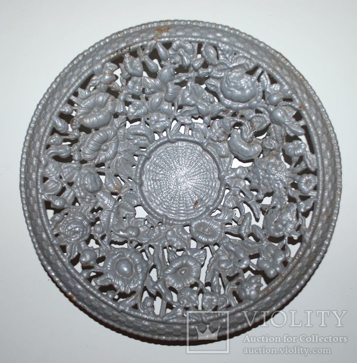 Тарелка декоративная, магнитный чугун -  ⌀ 24 см., вес 1 кг., фото №2