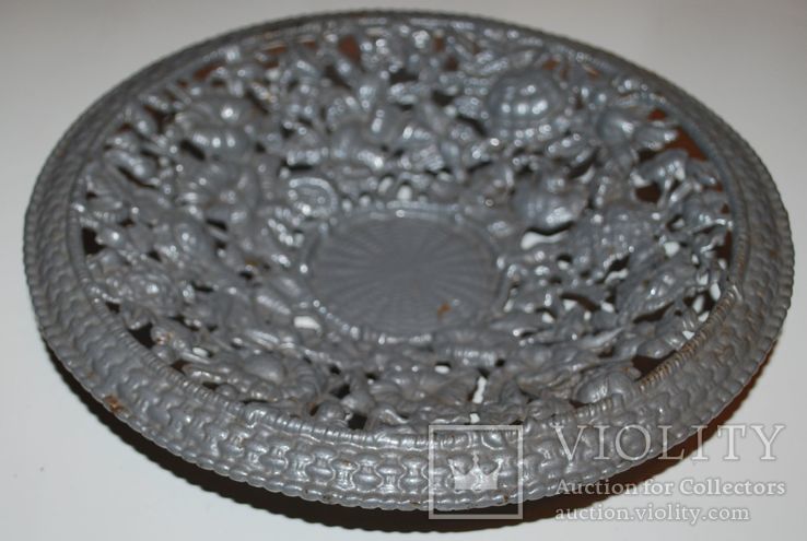 Тарелка декоративная, магнитный чугун -  ⌀ 24 см., вес 1 кг., фото №3