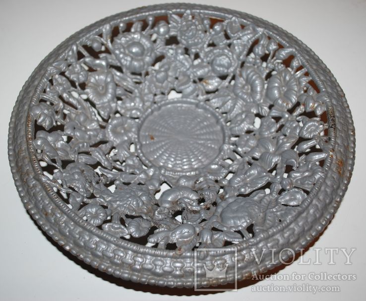 Тарелка декоративная, магнитный чугун -  ⌀ 24 см., вес 1 кг., фото №6