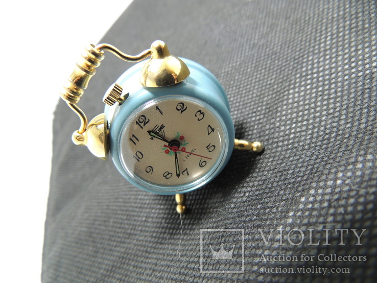 Часы миниатюра будильник Virtime - 4,5 см механика точный ход, фото №2
