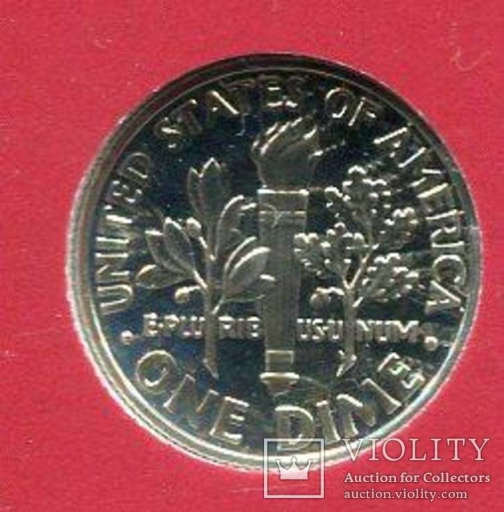 США 10 центов (дайм) 2001 ,,S,, ПРУФ из набора, фото №3