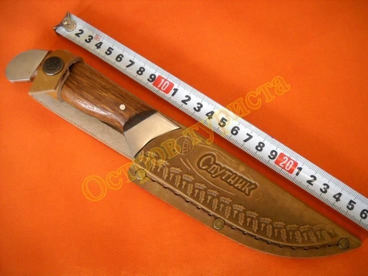 Нож туристический Спутник 13 ножны кожа документы, фото №6
